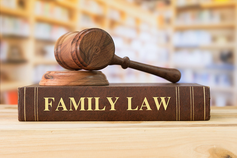 Family Law book and judge's gavel